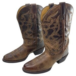 Laredo Western Cowboy Boots Women's Size 8.5W Wide Distressed Brown Leather